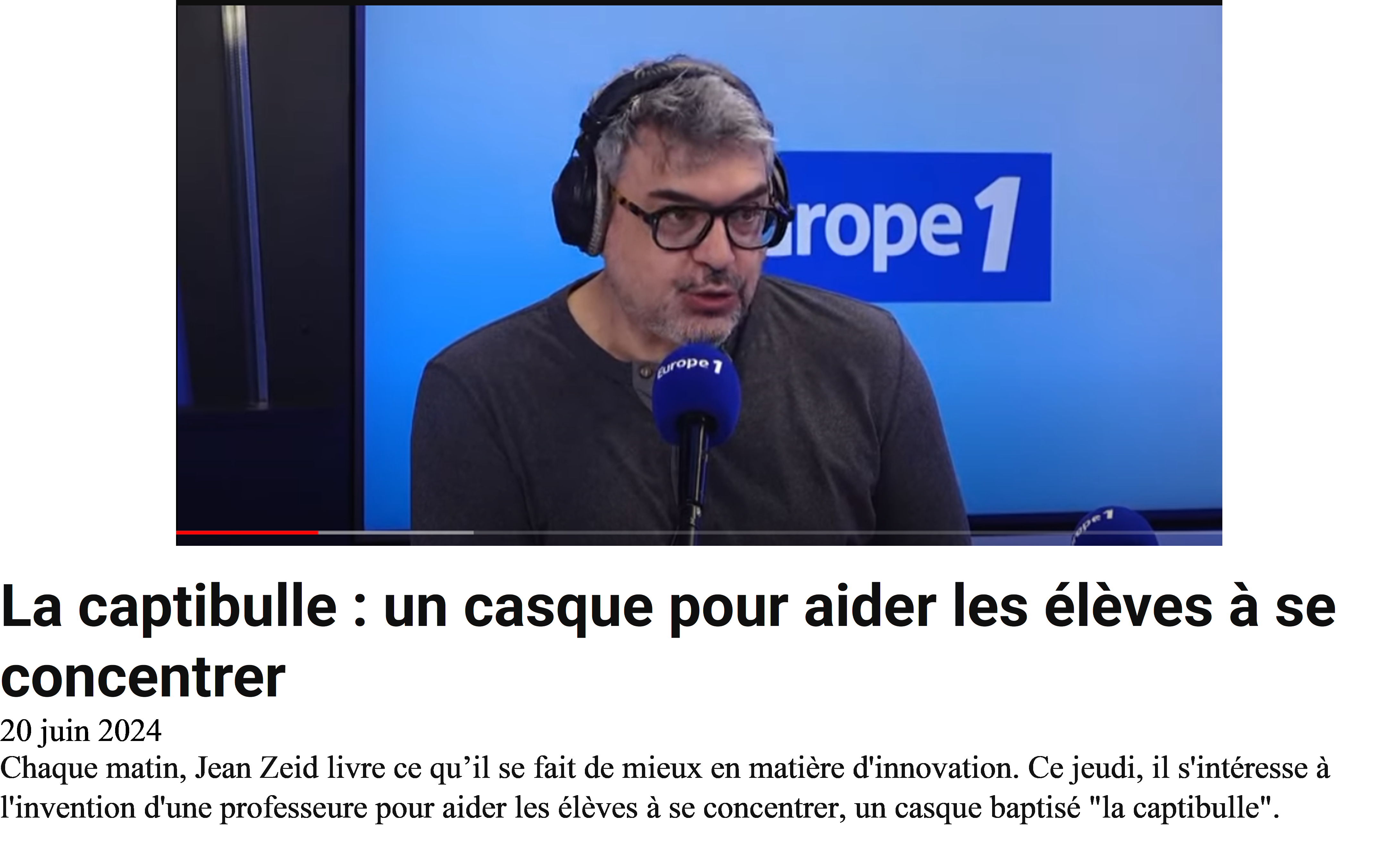 Captibulle sur Europe 1 – Jean Zeid présente l’innovation