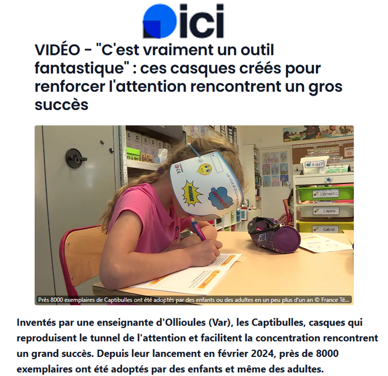 Captibulle : reportage Ici France Bleu sur cet outil d’attention