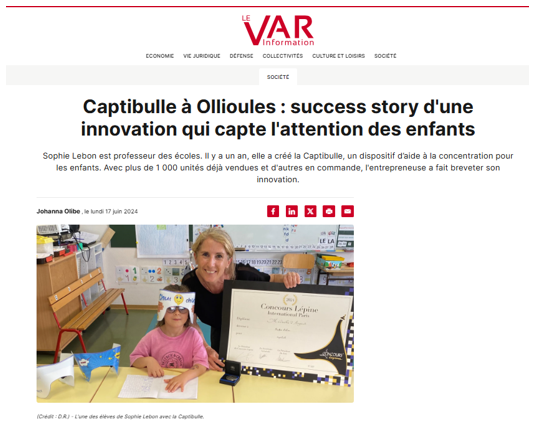 Var Information sur la Captibulle à Ollioules : success story locale et innovation