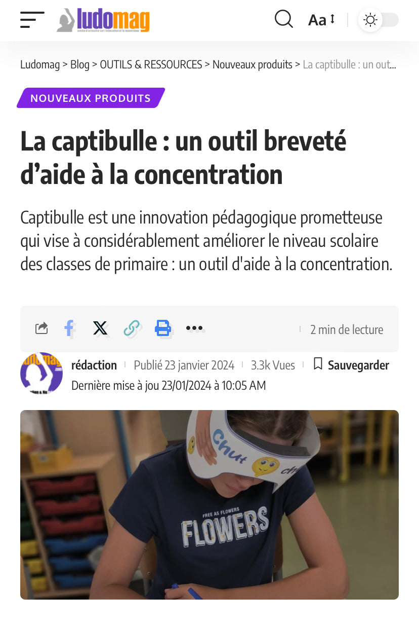 Ludomag sur la captibulle : un outil breveté d’aide à la concentration