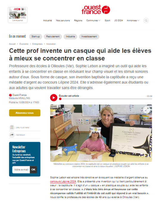 Ouest France sur la Captibulle : succès viral pour cet outil innovant
